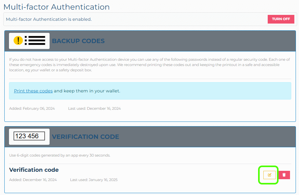 Edit verification code1